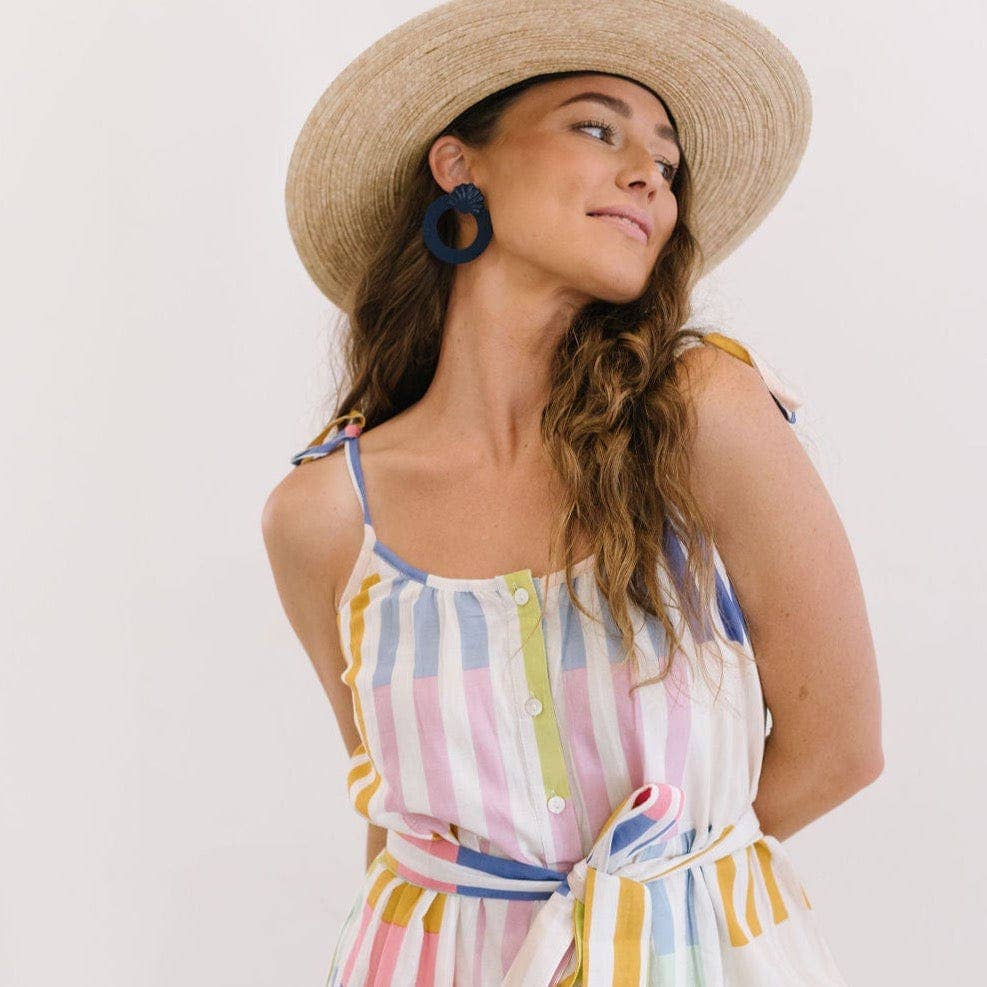 Colorful Stripe Champagne Beach Dress