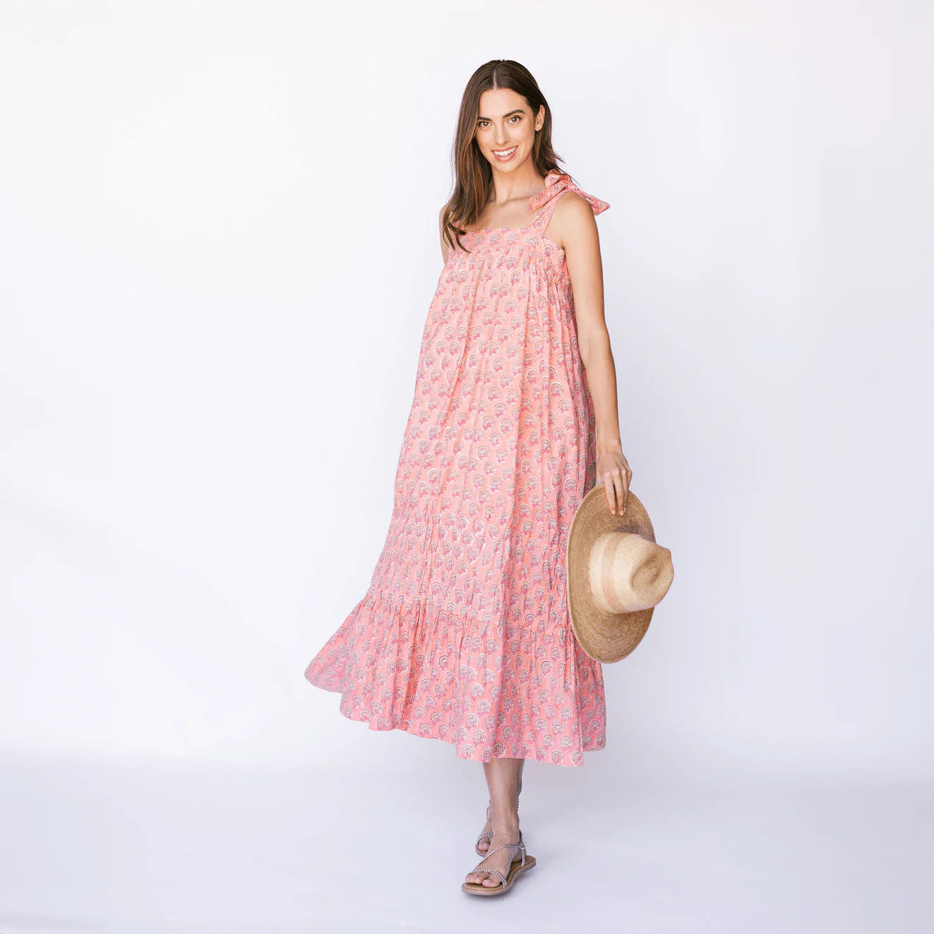Coral Rock Flower Florence Dress